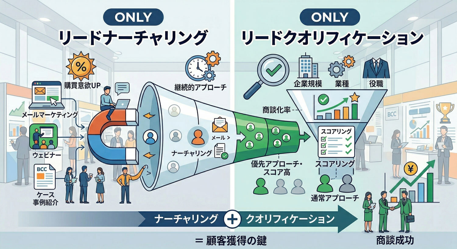 リードナーチャリングとリードクオリフィケーションの違い