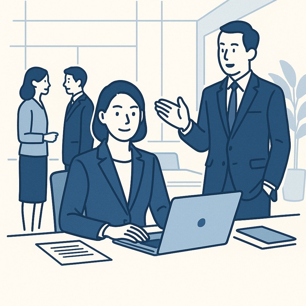 自社の指揮命令のもとで働く派遣営業スタッフのイメージ